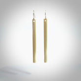 Hand carved large sized, bone drop earrings. Hand made by Kristal Thompson. One only bone drop earrings. Real bone art to wear. Free Shipping worldwide